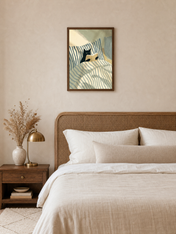 Cozy Cat Reading in Bed Wall Art Print - dark wood framed