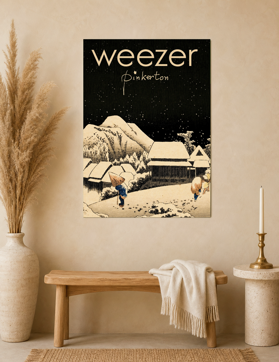 Weezer Pinkerton Snowy Village Wall Art Print - unframed mockup