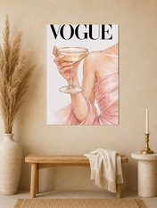 Elegant Vogue Champagne Wall Art Print - unframed mockup