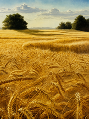 Golden Wheat Field Landscape Wall Art Print - unframed