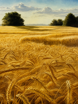 Golden Wheat Field Landscape Wall Art Print