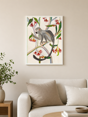 Monkey in Eucalyptus Tree Wall Art Print - white framed