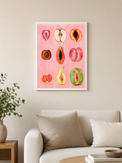Feminine Fruit Forms Wall Art Print - white framed