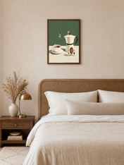 Surreal Coffee Swimmers Wall Art Print - dark wood framed