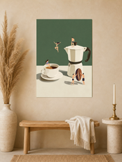 Surreal Coffee Swimmers Wall Art Print - unframed mockup