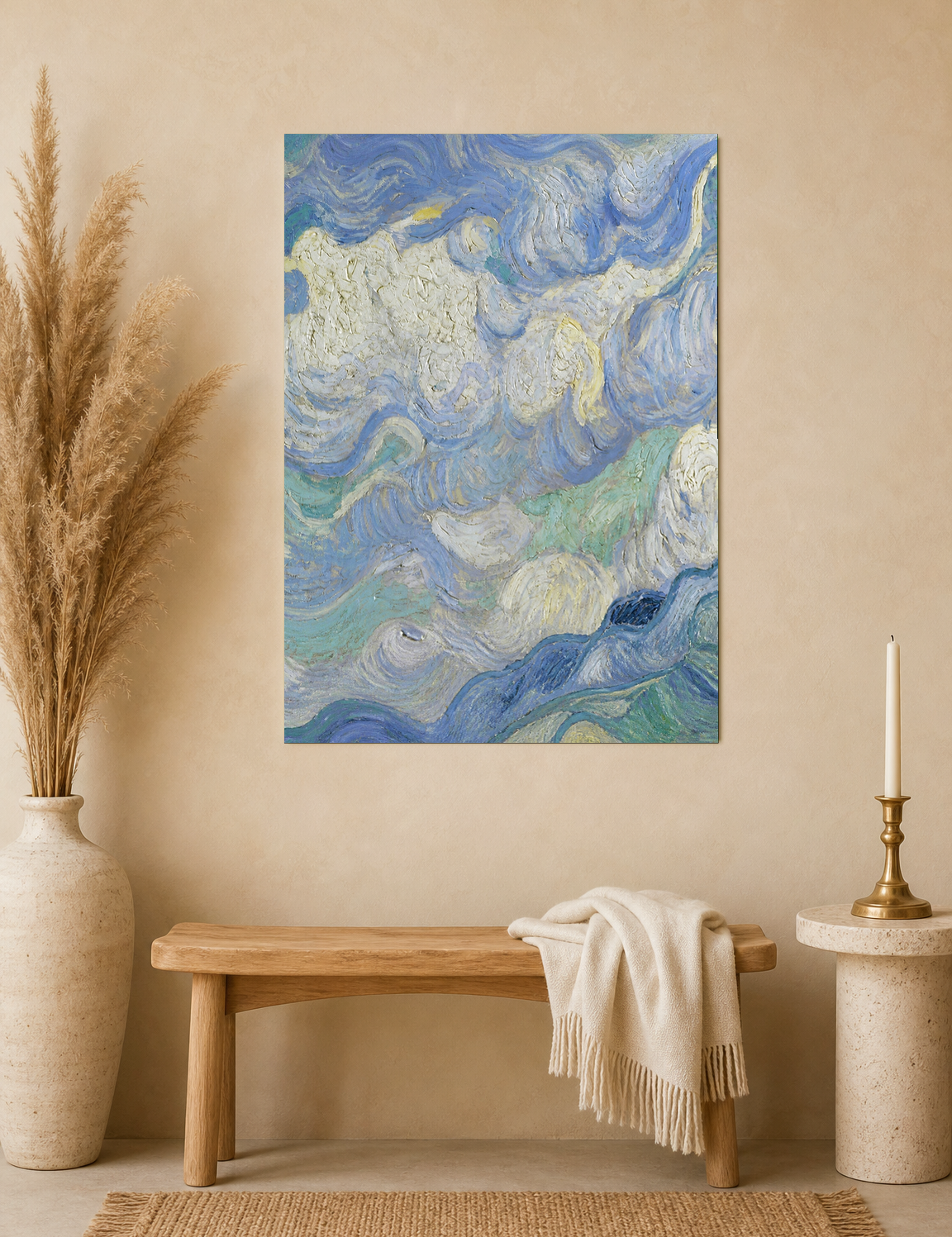 Swirling Blue Sky Wall Art Print - unframed mockup