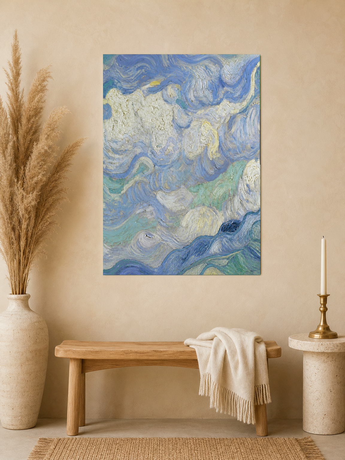 Swirling Blue Sky Wall Art Print - unframed mockup