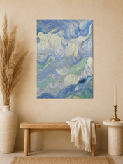Swirling Blue Sky Wall Art Print - unframed mockup
