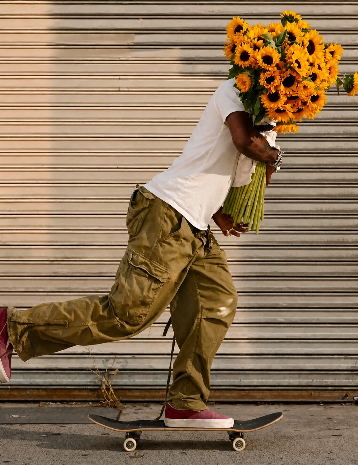 Skateboard Sunflower Delivery Wall Art Print - unframed