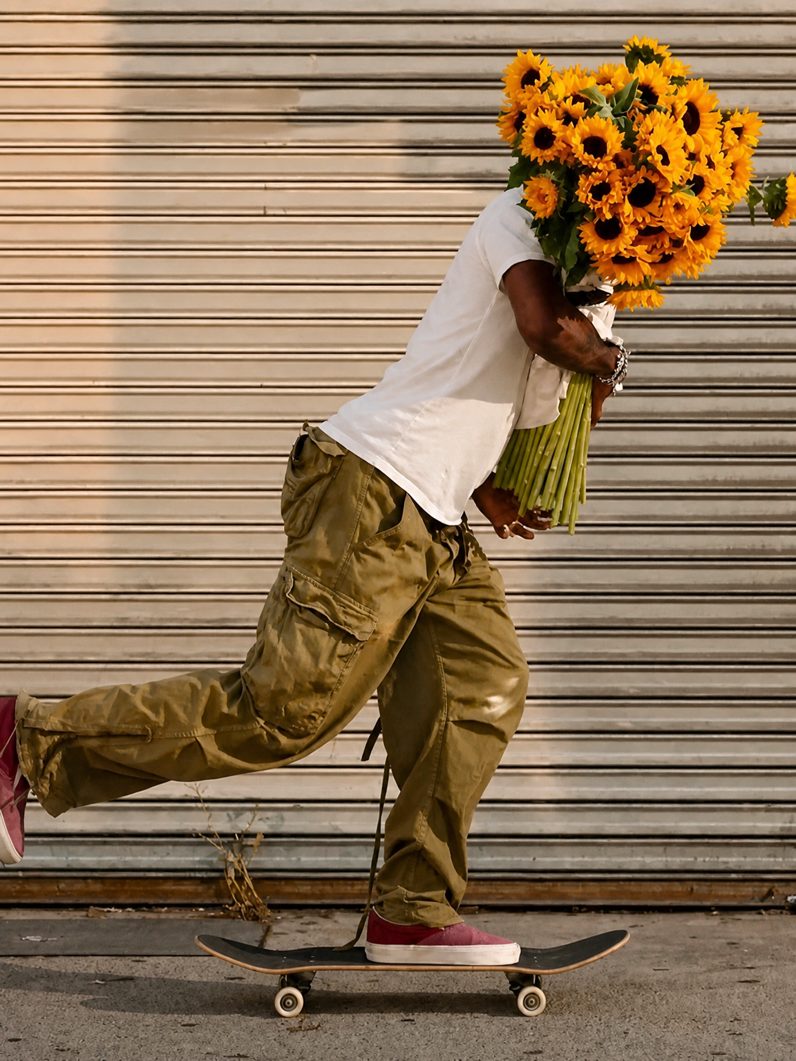 Skateboard Sunflower Delivery Wall Art Print - unframed