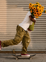 Skateboard Sunflower Delivery Wall Art Print