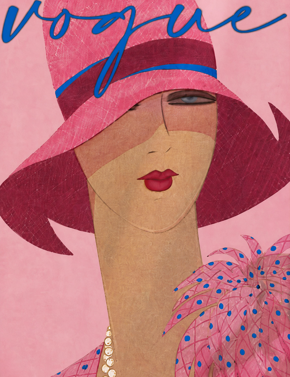 Vogue Pink Fashion Illustration Wall Art Print - unframed