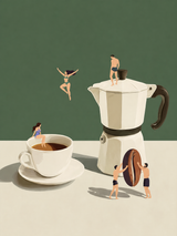 Surreale Kaffee Schwimmer Wandkunst Druck
