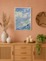 Swirling Blue Sky Wall Art Print - white framed