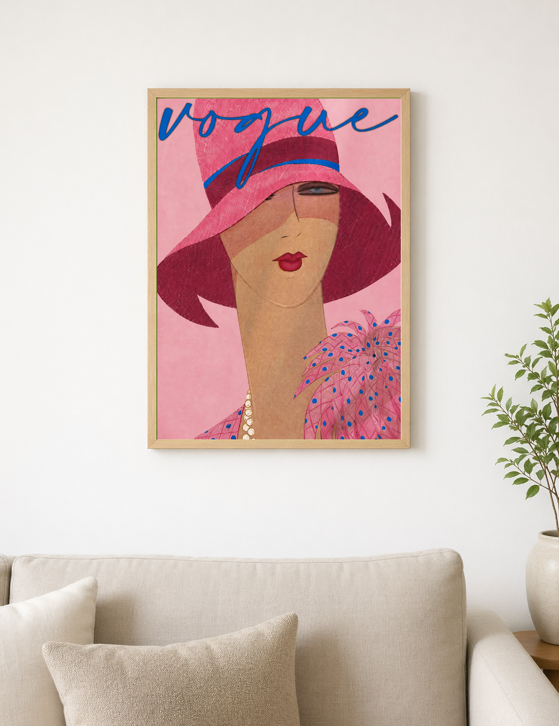 Vogue Pink Fashion Illustration Wall Art Print - wood framed poster