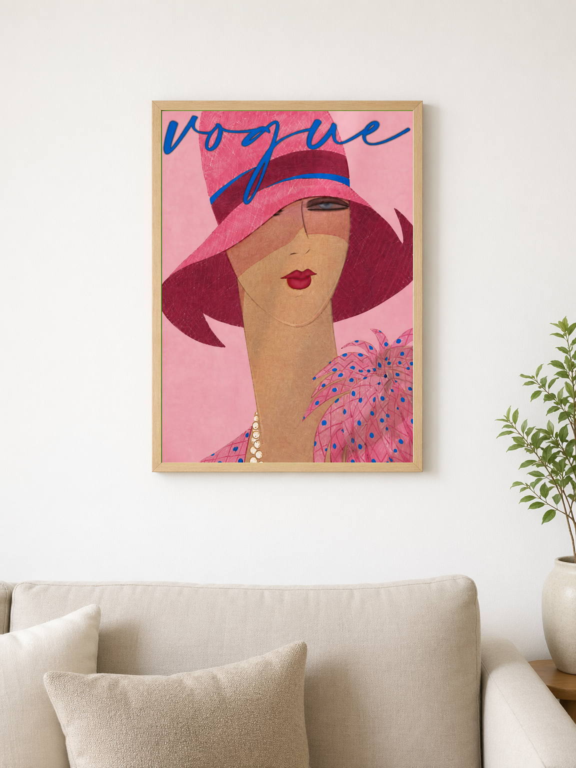 Vogue Pink Fashion Illustration Wall Art Print - wood framed poster