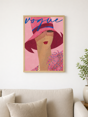 Vogue Pink Fashion Illustration Wall Art Print - wood framed poster