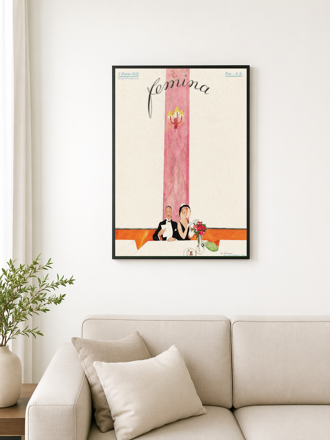 Femina 1922 Vintage Wall Art Print - black framed
