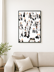 Elegant Ballroom Soirée Wall Art Print - black framed