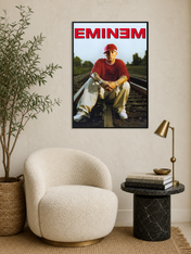 Eminem Railroad Portrait Wall Art Print - black framed
