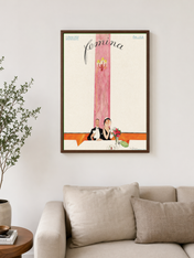 Femina 1922 Vintage Wall Art Print - dark wood framed