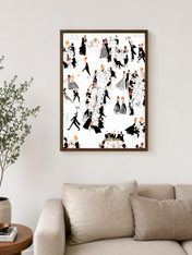 Elegant Ballroom Soirée Wall Art Print - dark wood framed