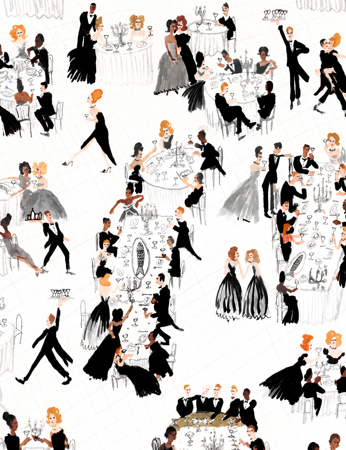 Elegant Ballroom Soirée Wall Art Print - unframed