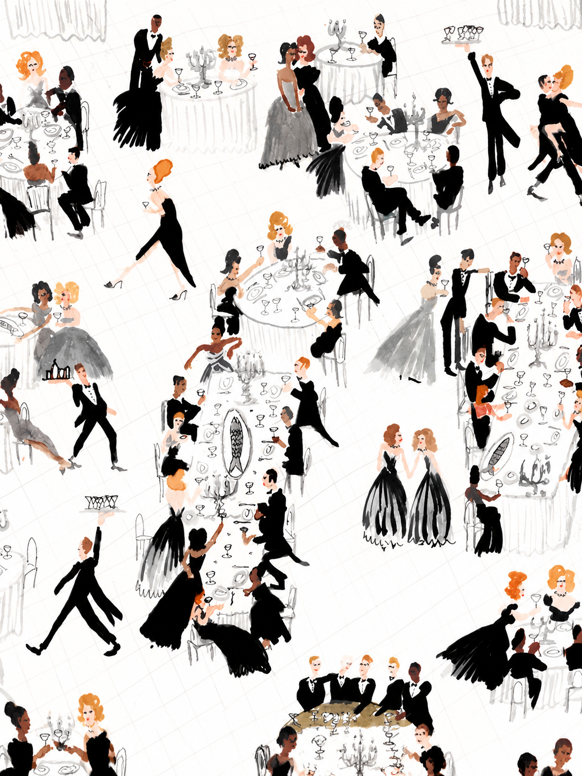 Elegant Ballroom Soirée Wall Art Print - unframed