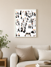 Elegant Ballroom Soirée Wall Art Print - white framed
