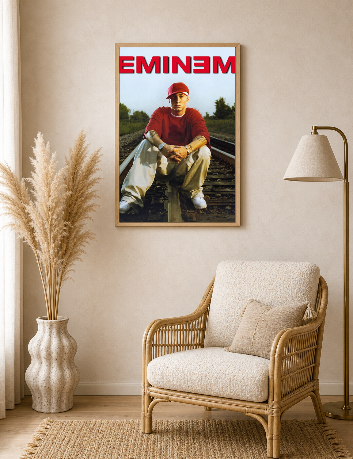 Eminem Railroad Portrait Wall Art Print - wood framed poster
