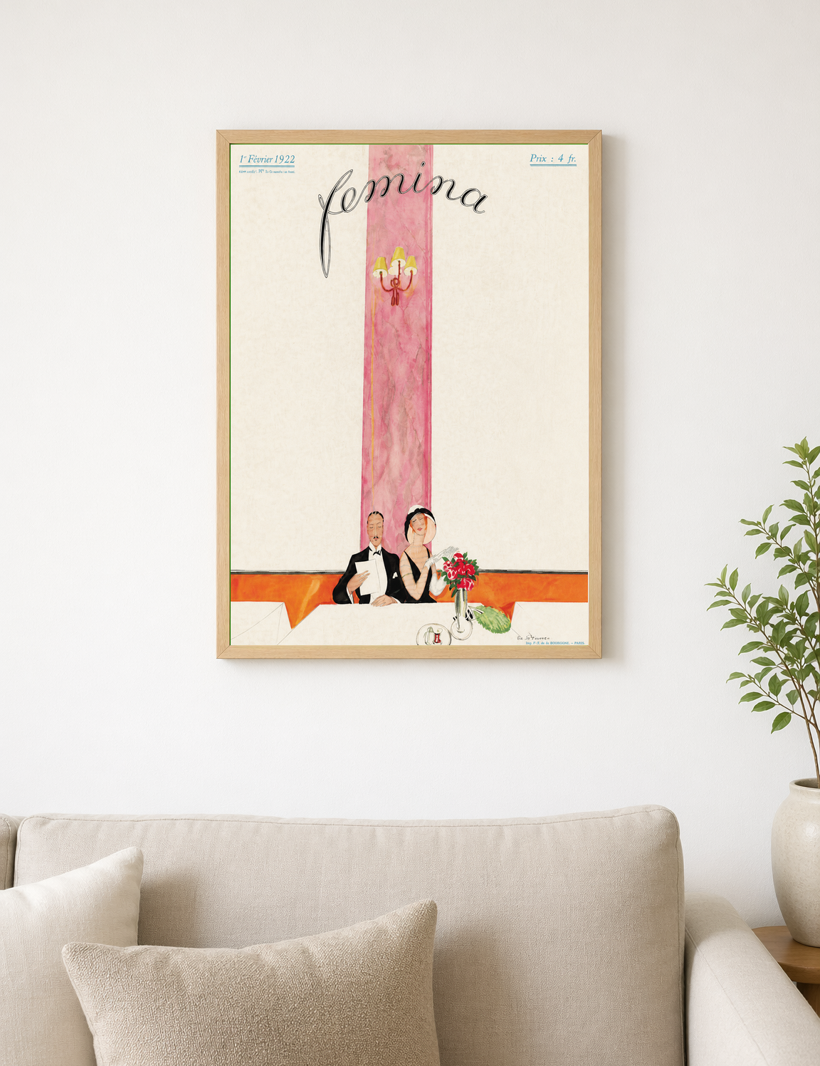 Femina 1922 Vintage Wall Art Print - wood framed poster