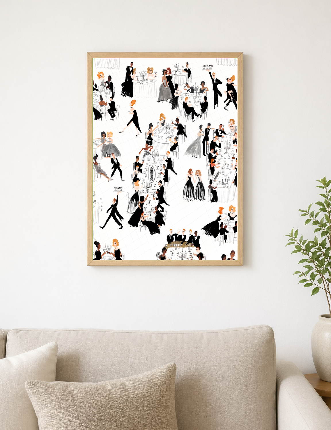 Elegant Ballroom Soirée Wall Art Print - wood framed poster