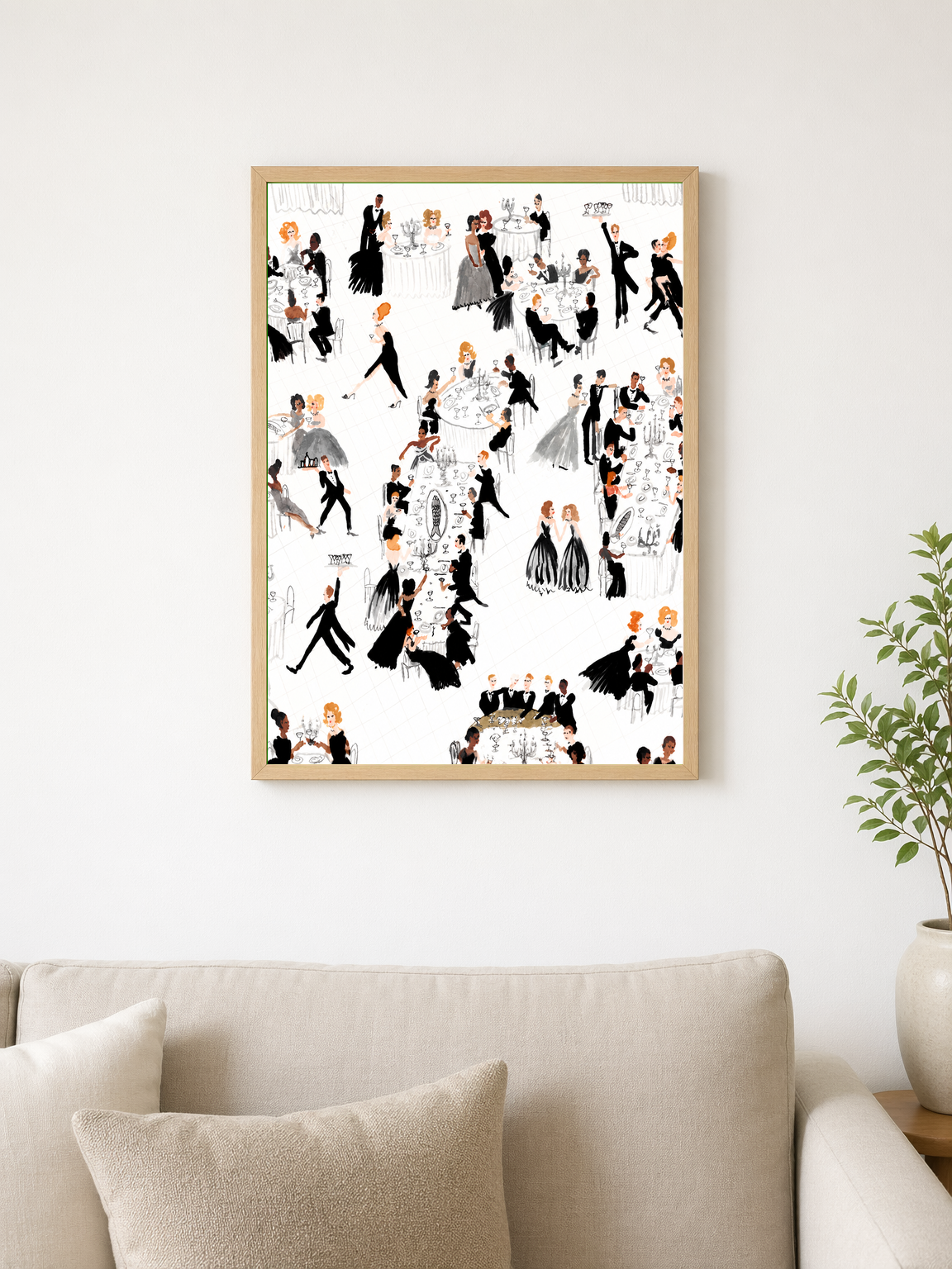 Elegant Ballroom Soirée Wall Art Print - wood framed poster
