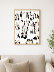 Elegant Ballroom Soirée Wall Art Print - wood framed poster