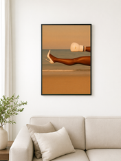 Minimalist Boxing Glove & Heel Wall Art Print - black framed
