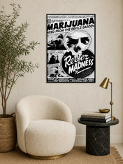 Reefer Madness Vintage Marijuana Wall Art Print - black framed