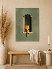 Minimalist Woman Reading in Arch Wall Art Print - unframed mockup