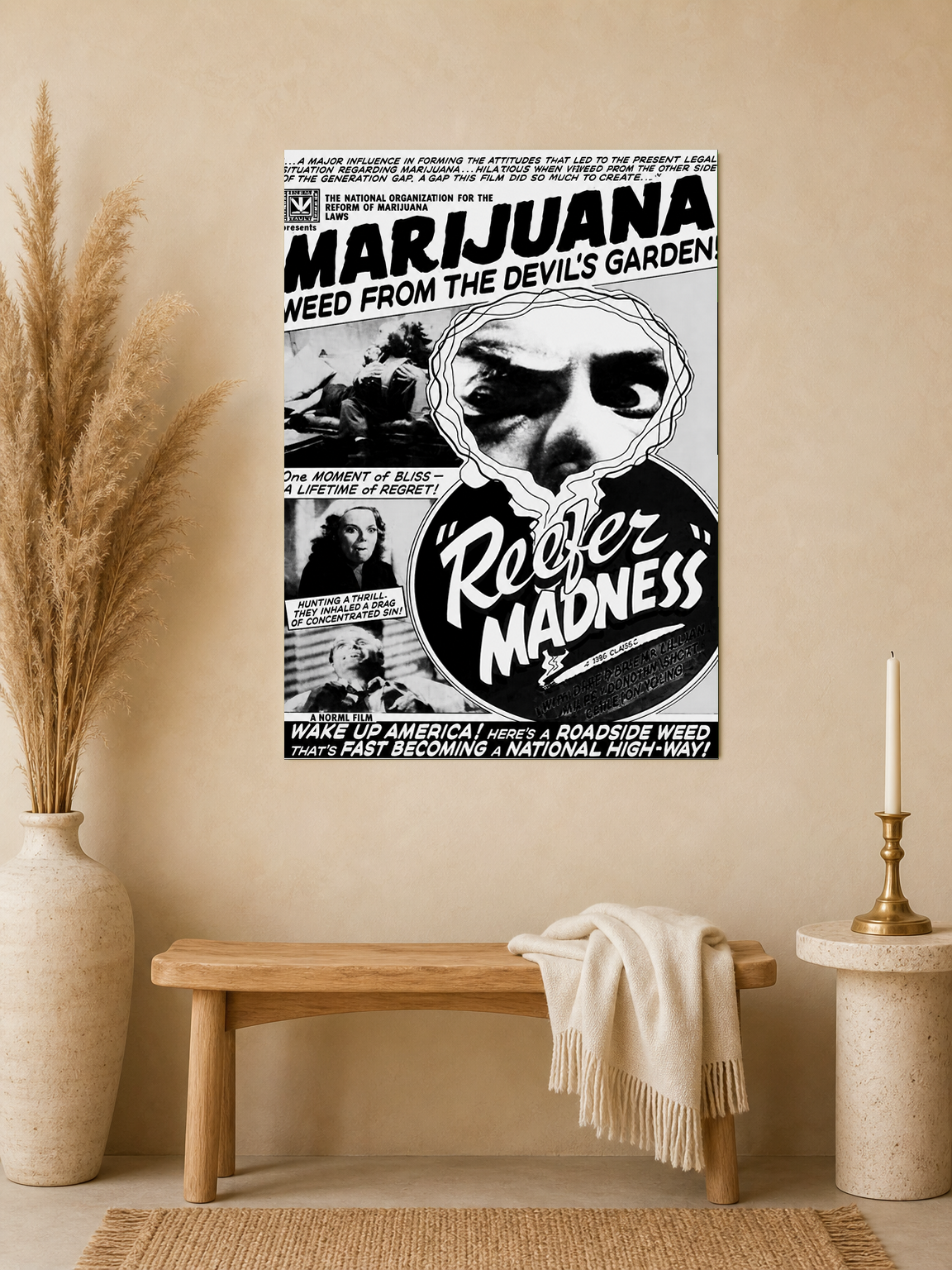 Reefer Madness Vintage Marijuana Wall Art Print - unframed mockup