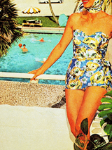 Retro Poolside Lady Summer Wall Art Print