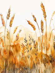 Golden Wheat Field Watercolor Wall Art Print - unframed