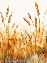 Golden Wheat Field Watercolor Wall Art Print
