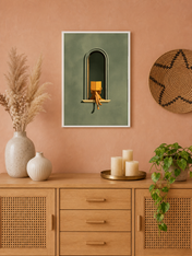 Minimalist Woman Reading in Arch Wall Art Print - white framed