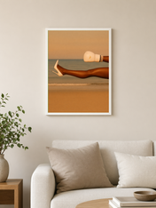 Minimalist Boxing Glove & Heel Wall Art Print - white framed