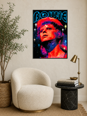 Cosmic Bowie Pop Art Wall Art Print - black framed