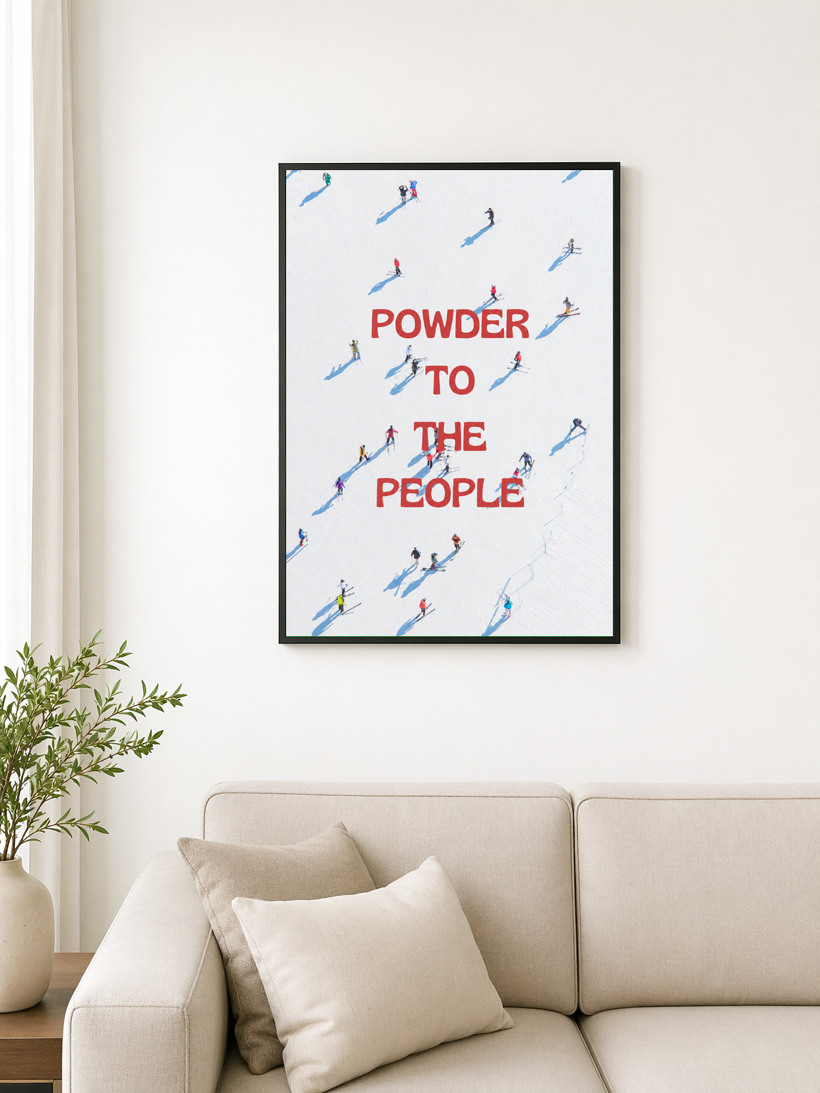 Powder to the People Ski Wall Art Print - black framed
