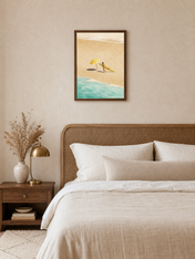 Minimal Surf Beach Wall Art Print - dark wood framed