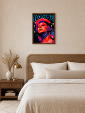 Cosmic Bowie Pop Art Wall Art Print - dark wood framed