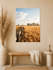 Golden Wheat Field Landscape Wall Art Print - unframed mockup