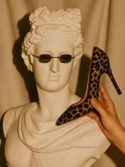 Leopard Heel & Classical Bust Wall Art Print - unframed