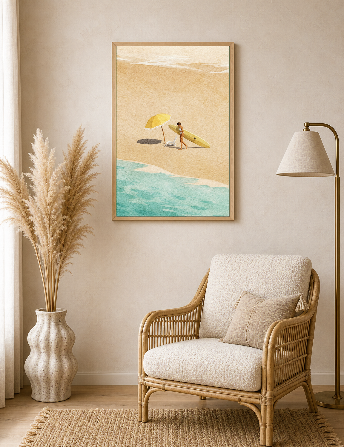 Minimal Surf Beach Wall Art Print - wood framed poster
